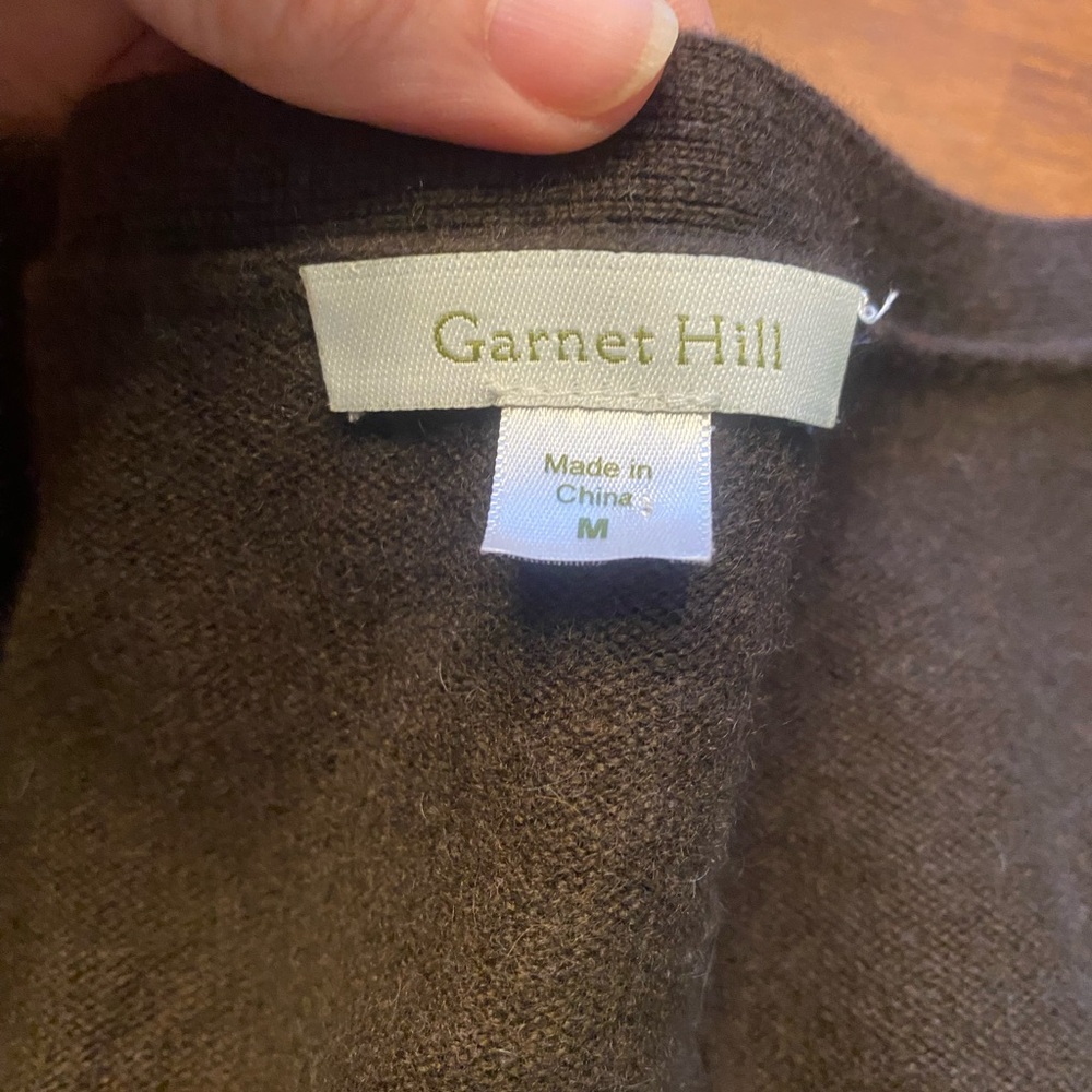 Garnet Hill Chocolate Brown Cashmere Longline Cardigan - Picture 5 of 9